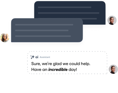Illustration of user reciving help within text conversation