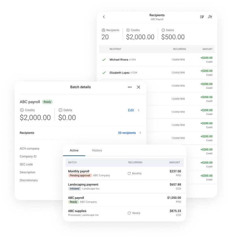 Business Banking ACH transactions