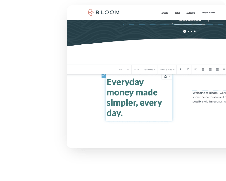 Bloom CMS on a laptop