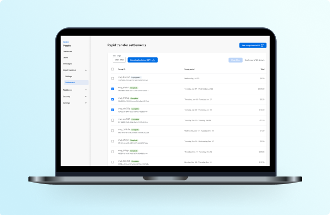 Rapid Transfers: CSV Export for Settlement Reports
