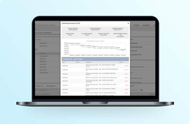 DDA Interest Display for Treasury Management
